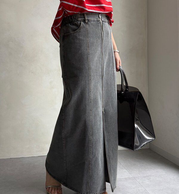  「【WEB限定】フロントジップデニムスカート」|スカート|