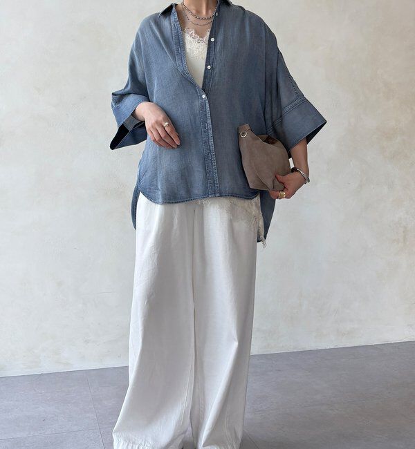  「シアーデニムビッグカフスドルマンシャツ」|シャツ・ブラウス|
