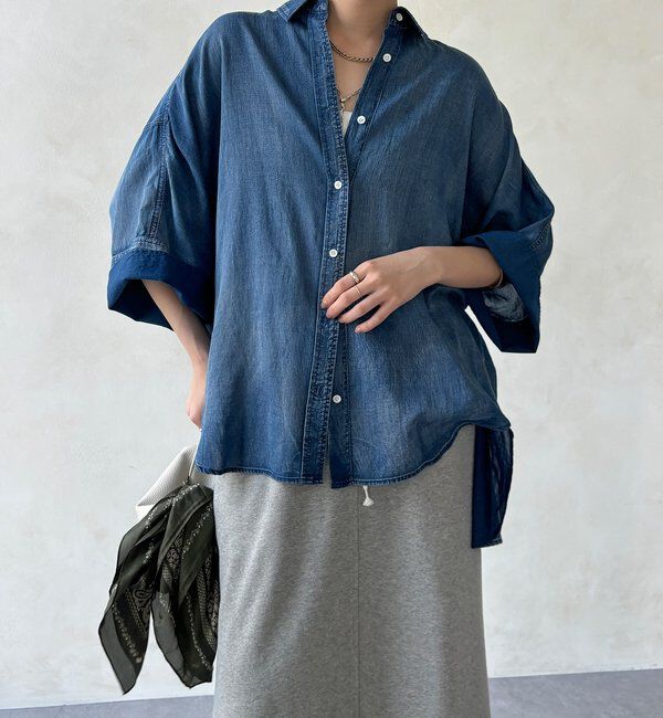  「シアーデニムビッグカフスドルマンシャツ」|シャツ・ブラウス|