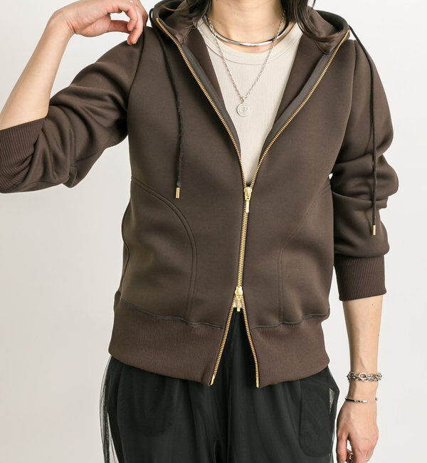  「【WEB限定/キレイめ上品】スポンジダンボールZIPパーカーカットソー」|パーカー|