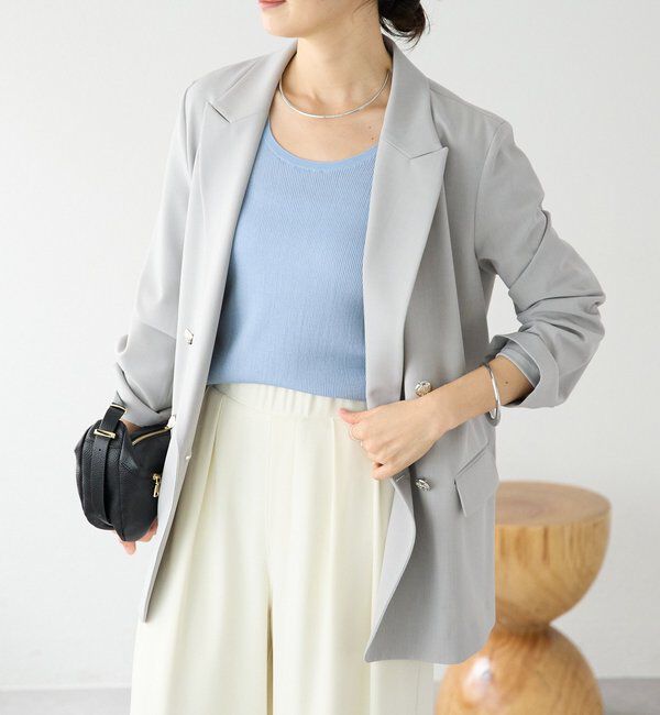  「【オンオフ使える】ドライギャバピークドラペルジャケット」|テーラードジャケット|