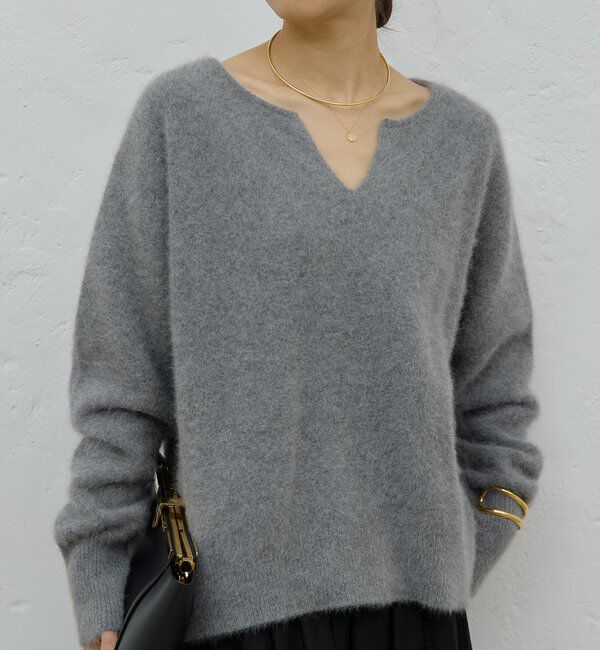  「【デコルテ美人ニット】ファーウールキーネックニット」|ニット・セーター|