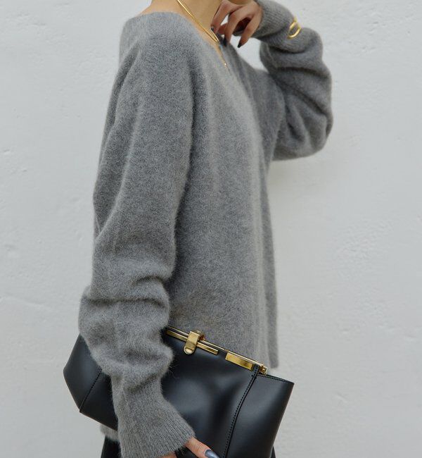  「【デコルテ美人ニット】ファーウールキーネックニット」|ニット・セーター|