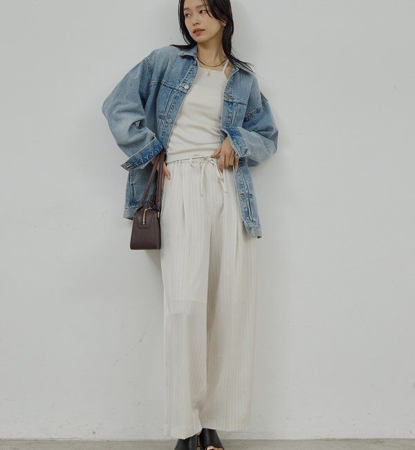  「【手洗い可】ストライプイージーパンツ」|チノ|