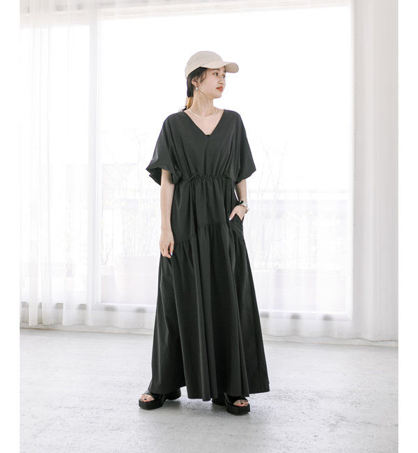  「【3サイズ展開】ドロストギャザーワンピース」|ワンピース|