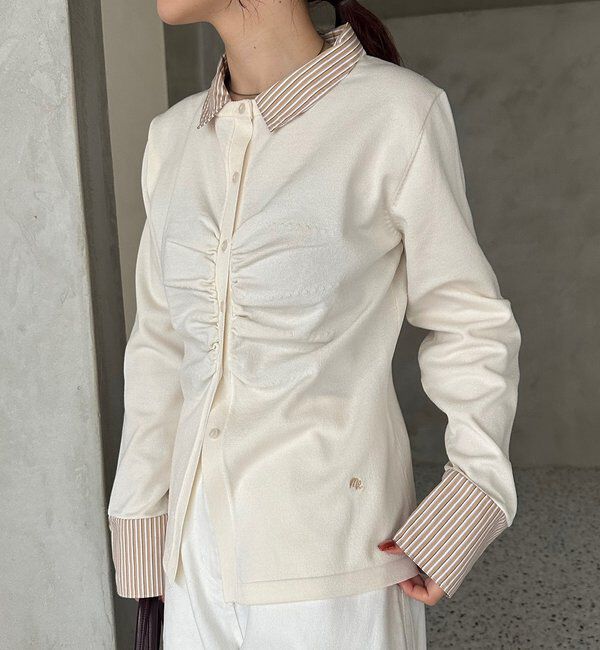  「【＠___s_m17企画】ストライプ付け襟配色ニット」|Tシャツ・カットソー|