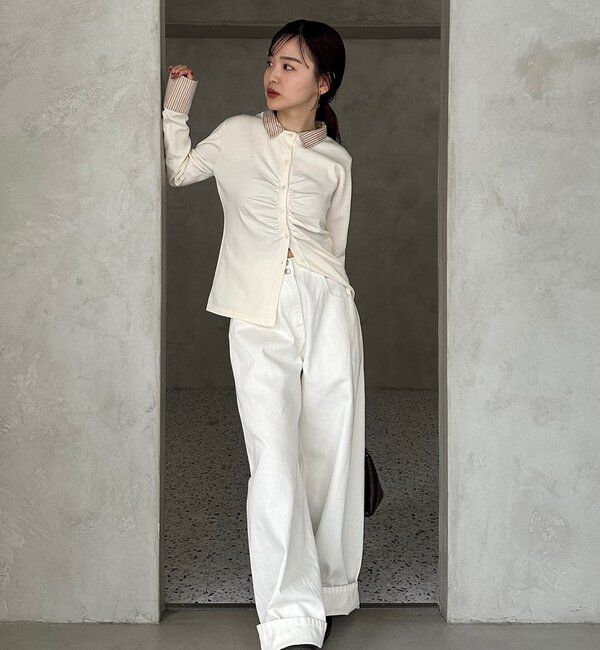  「【＠___s_m17企画】ストライプ付け襟配色ニット」|Tシャツ・カットソー|