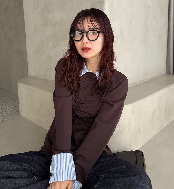  「【＠___s_m17企画】ストライプ付け襟配色ニット」|Tシャツ・カットソー|