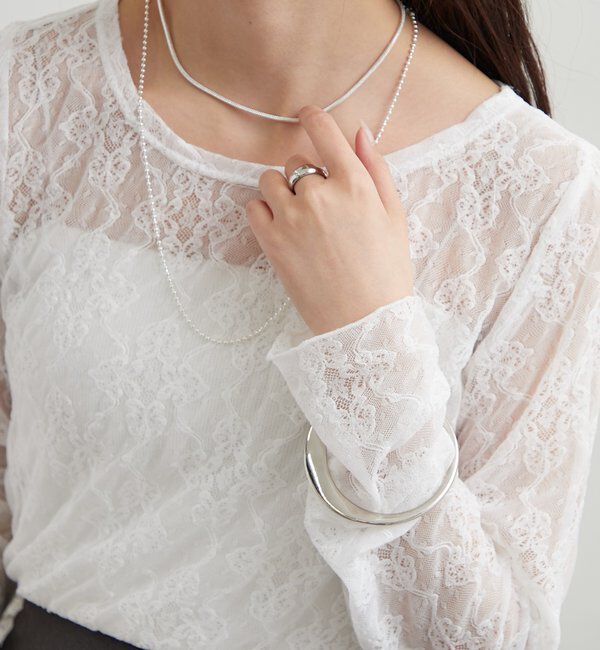  「裾ギャザーレースロングTシャツ」|Tシャツ・カットソー|