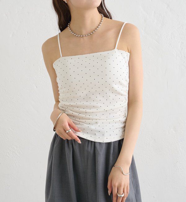  「パット付きサイドギャザードットキャミソール」|キャミソール|
