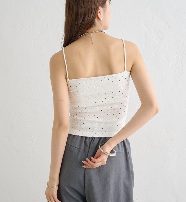  「パット付きサイドギャザードットキャミソール」|キャミソール|