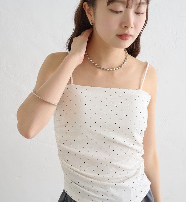  「パット付きサイドギャザードットキャミソール」|キャミソール|
