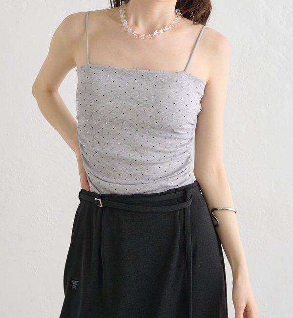  「パット付きサイドギャザードットキャミソール」|キャミソール|