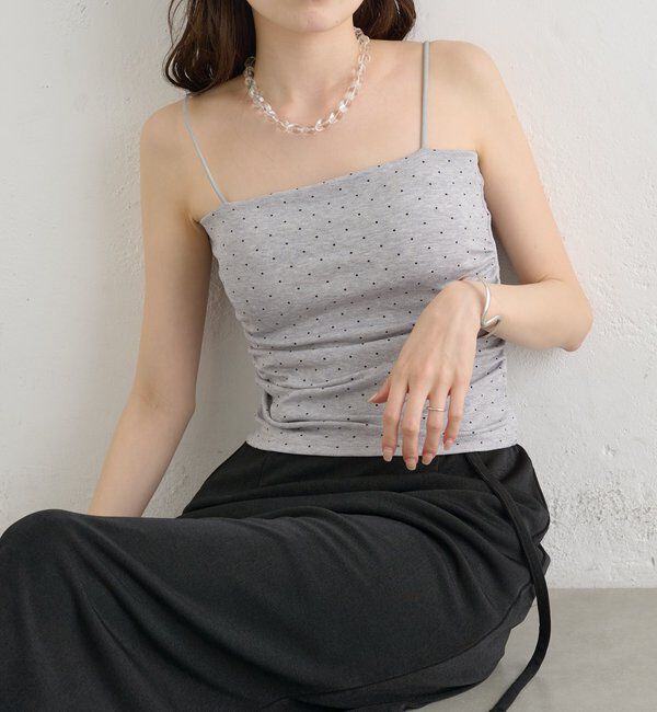  「パット付きサイドギャザードットキャミソール」|キャミソール|