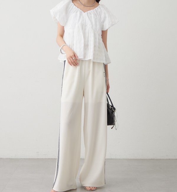  「ロゴ刺繍イージーパンツ」|チノ|