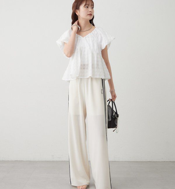  「ロゴ刺繍イージーパンツ」|チノ|