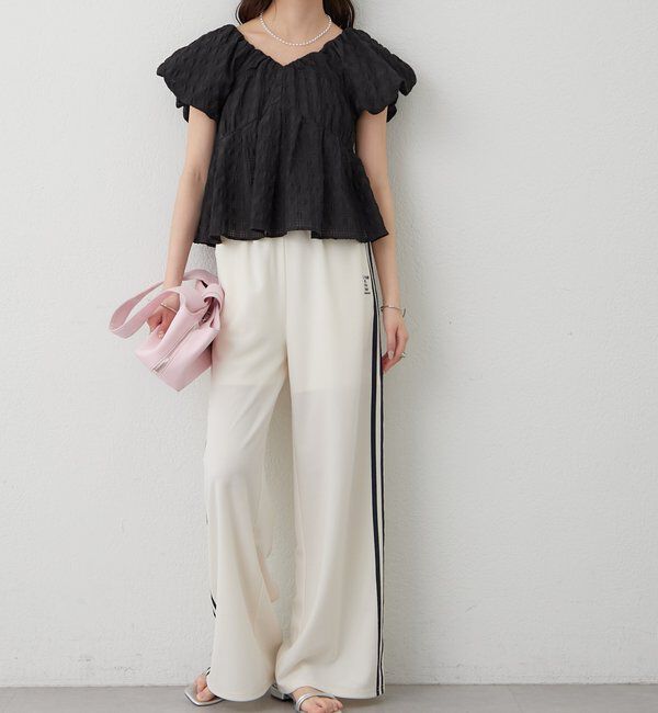  「ロゴ刺繍イージーパンツ」|チノ|