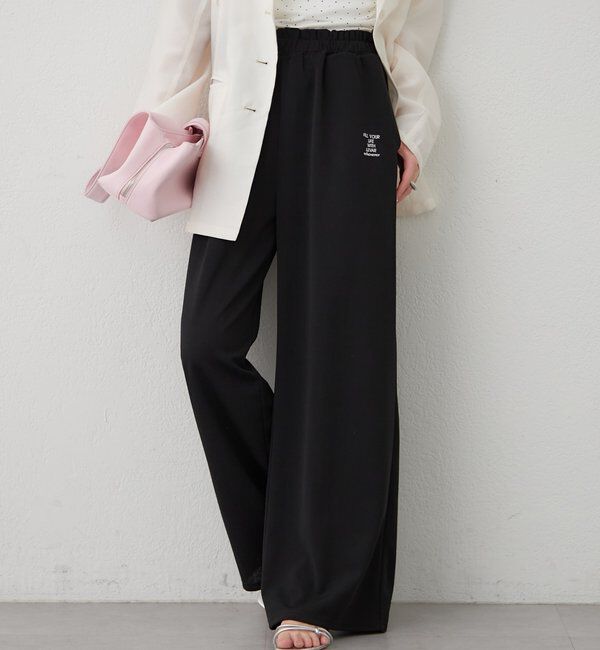  「ロゴ刺繍イージーパンツ」|チノ|ブラック