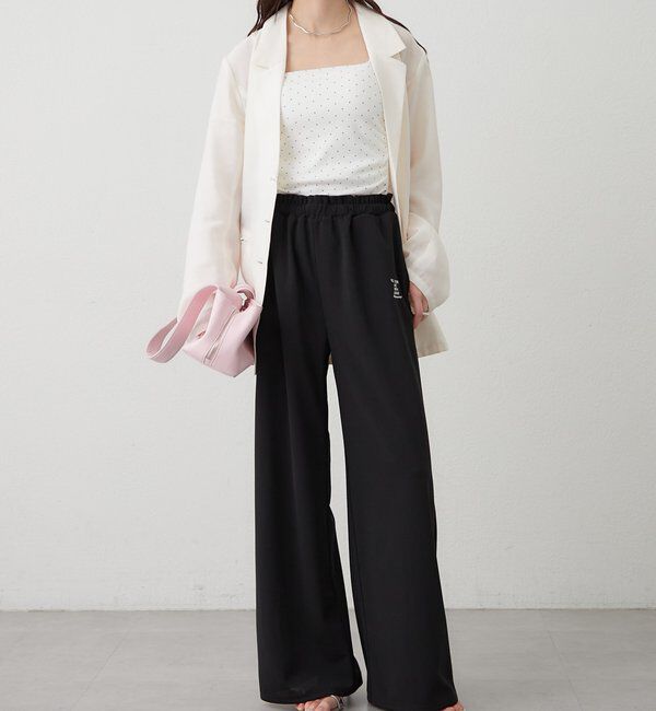  「ロゴ刺繍イージーパンツ」|チノ|