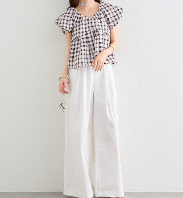  「ワイドベルトタックパンツ」|チノ|