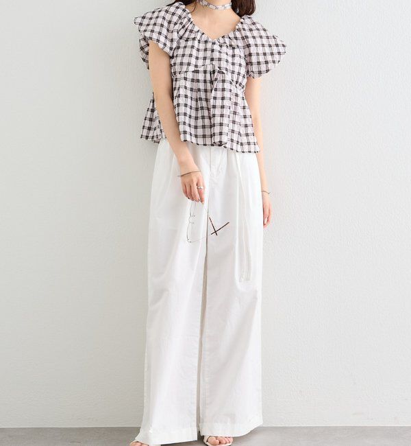  「ワイドベルトタックパンツ」|チノ|