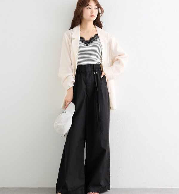  「ワイドベルトタックパンツ」|チノ|