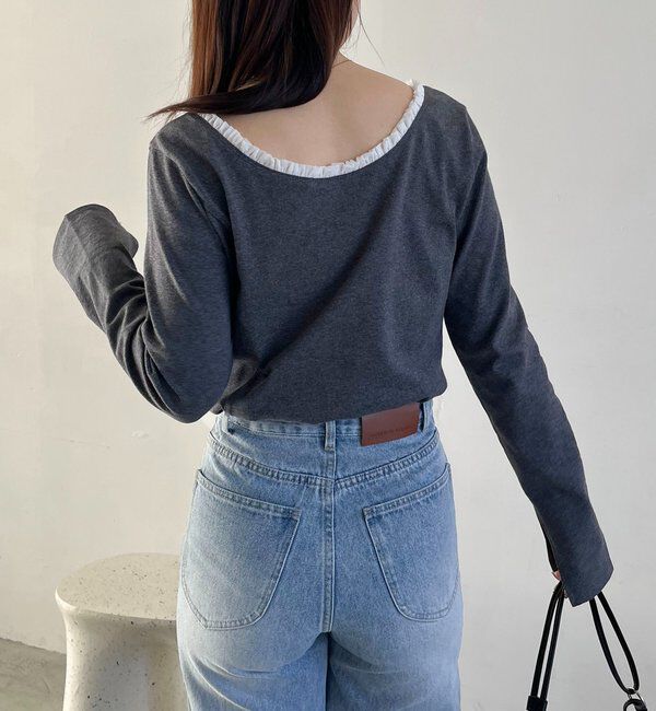  「〈C.L〉フリル襟ボートネックTシャツ」|Tシャツ・カットソー|