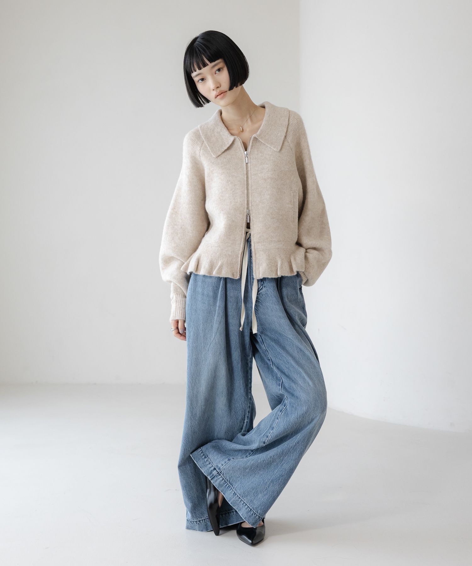 LOWRYS FARM「エリニットフリルブルゾン」|その他|