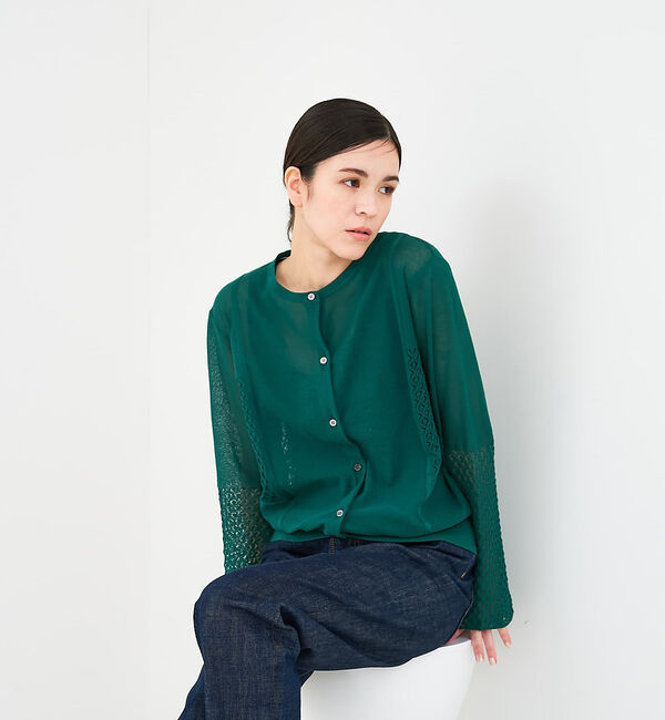collex「リネンタッチ透かし柄カーディガン」|カーディガン|