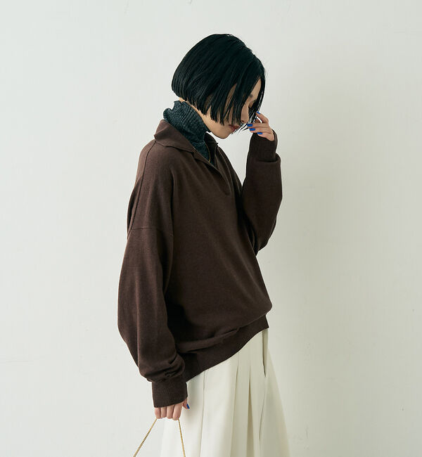 Rouge vif「カシミヤ混ウール襟付きスキッパーニット」|ニット・セーター|