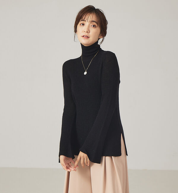 qualite「シアーモヘアリブタートルニット」|ニット・セーター|ブラック