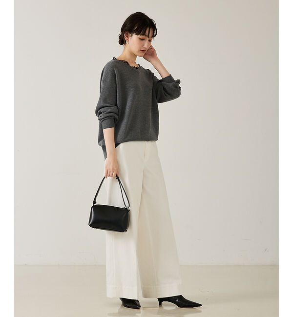 qualite「【トレンドアイテム】Vネックレース付きニット」|ニット・セーター|