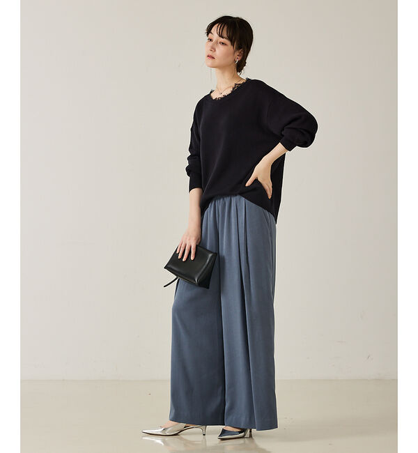 qualite「【トレンドアイテム】Vネックレース付きニット」|ニット・セーター|