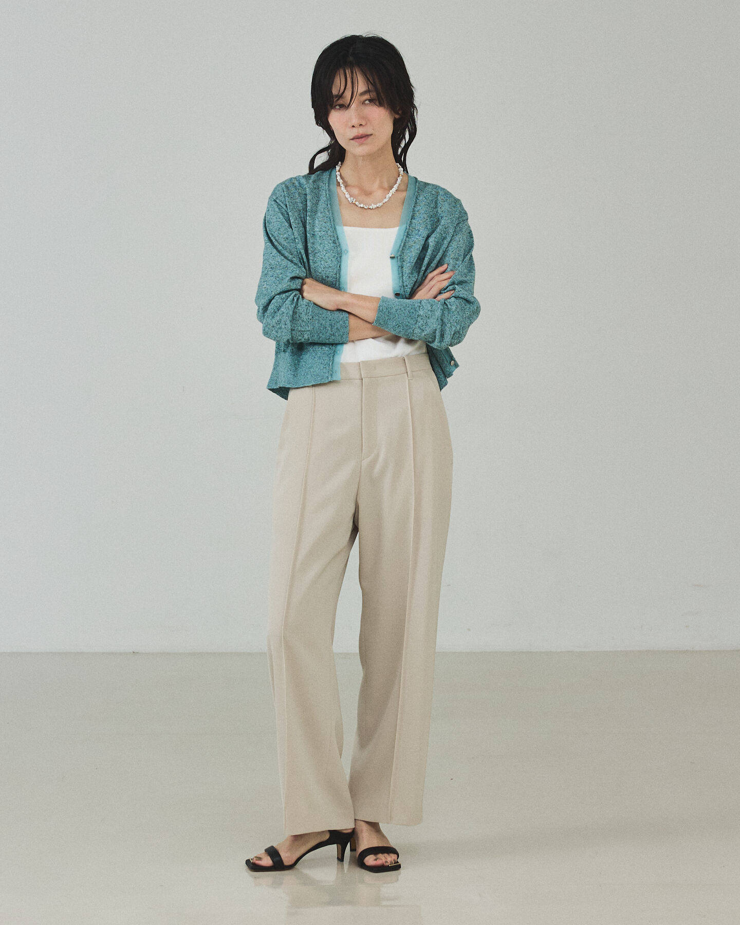 qualite「シアーミックスカーディガン」|カーディガン|