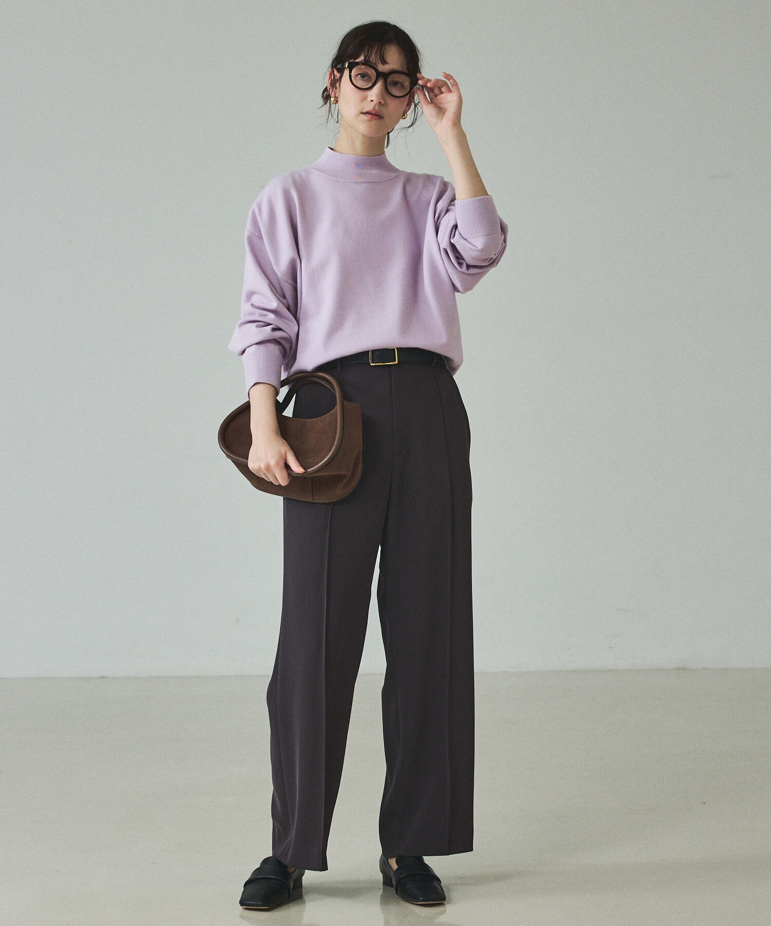 qualite「バイカラーハイネックプルオーバー」|ニット・セーター|