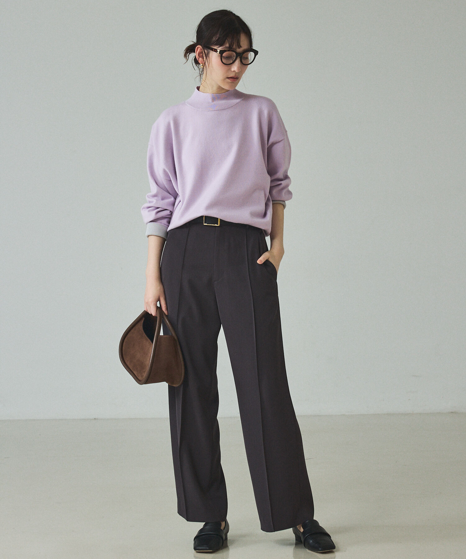 qualite「バイカラーハイネックプルオーバー」|ニット・セーター|