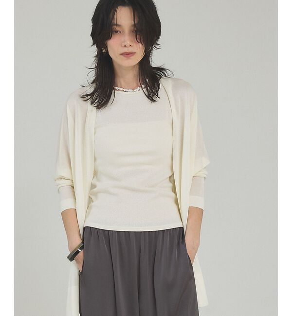 qualite「【接触冷感】シアーオーバーカーディガン」|カーディガン|オフホワイト
