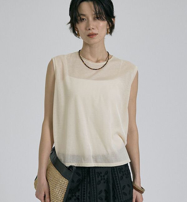 qualite「シアーノースリーブT【予約】」|キャミソール|クリーム