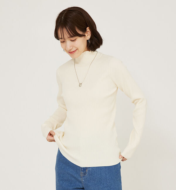 abahouse mavie「ポリエステルリブハイネックプルオーバー」|ニット・セーター|
