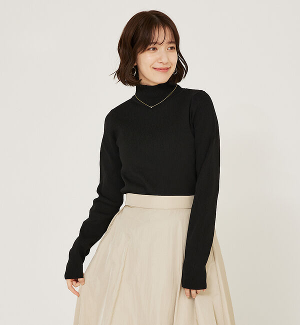 abahouse mavie「ポリエステルリブハイネックプルオーバー」|ニット・セーター|