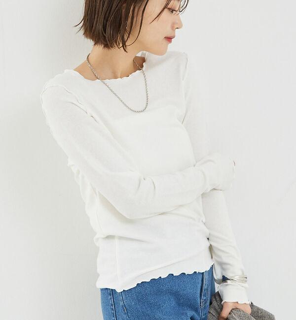 abahouse mavie「スパークナイロンクルーネックプルオーバー」|Tシャツ・カットソー|ホワイト