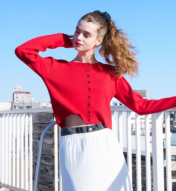 abahouse mavie「ショートカーディガン」|カーディガン|レッド