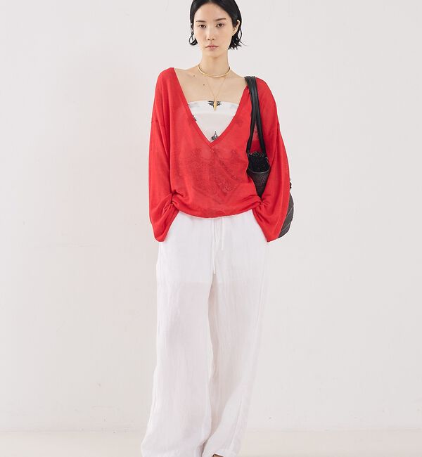 The Store by C' 「【COCUCA】リネンVネックニット【予約】」|ニット・セーター|