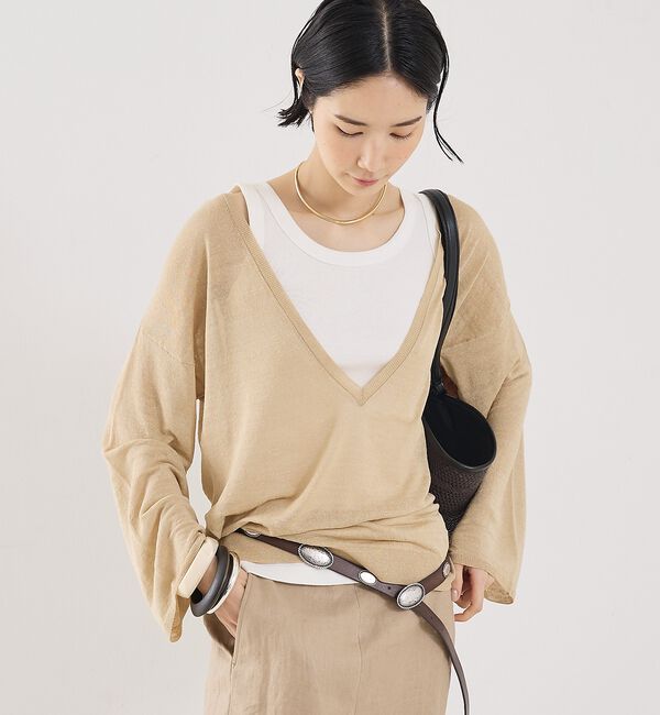 The Store by C' 「【COCUCA】リネンVネックニット【予約】」|ニット・セーター|