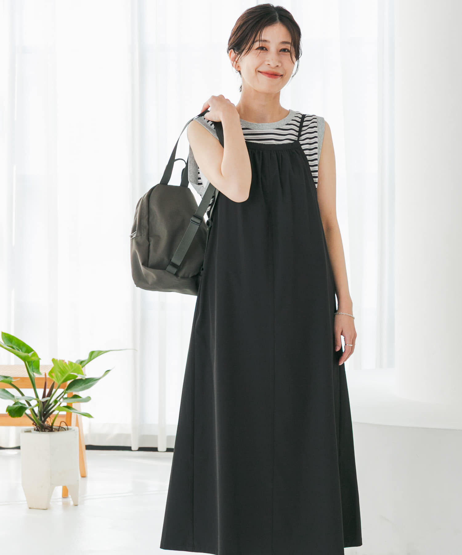 URBAN RESEARCH DOORS「『仁村紗和さん着用』『UR TECH』ｻﾏｼｪｱﾊﾞｯｸﾄﾞﾛｽﾄｷｬﾐﾜﾝ」|ワンピース|