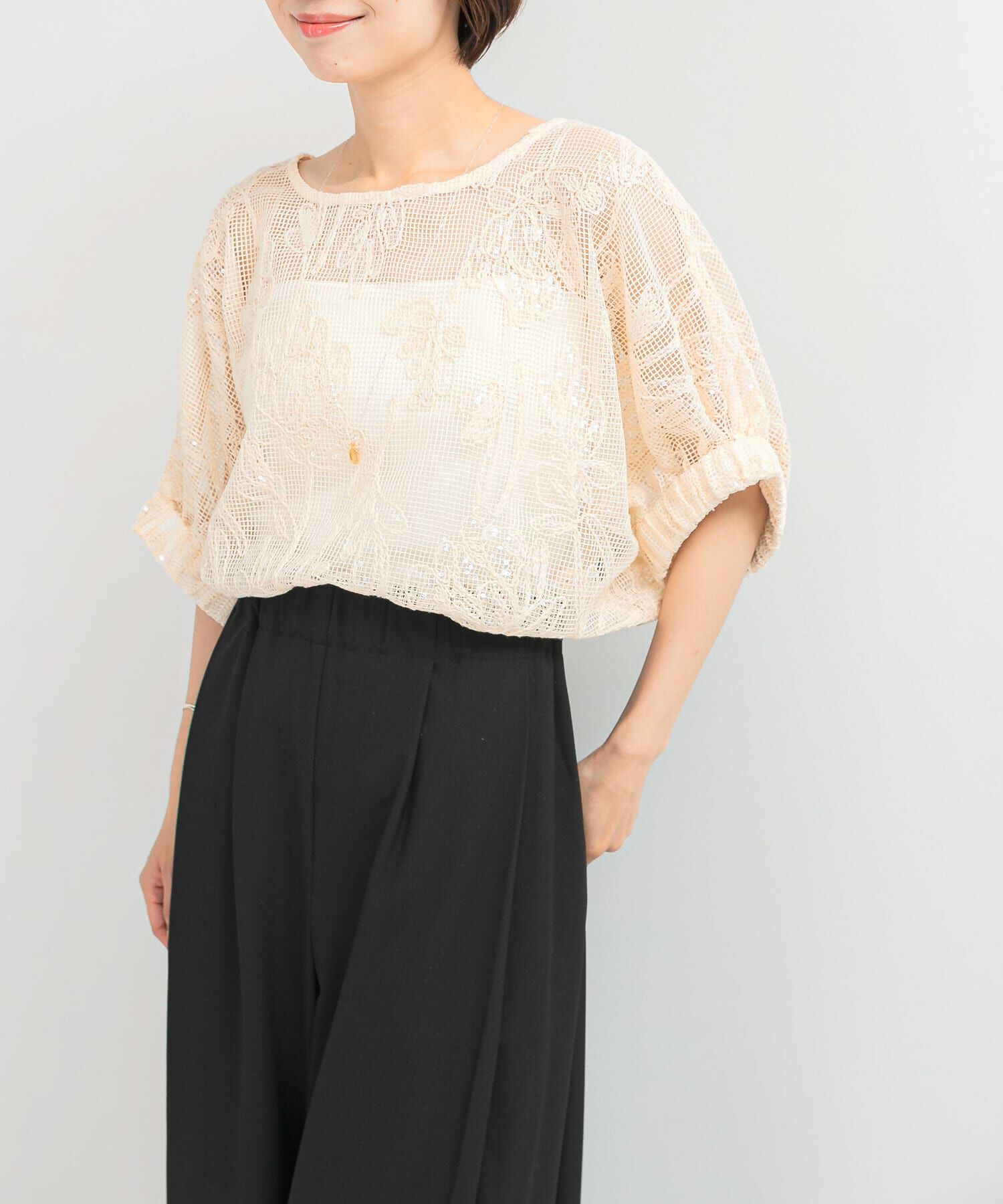 URBAN RESEARCH ROSSO「TORRAZZO DONNA　Botanical pattern spangle blouse」|シャツ・ブラウス|