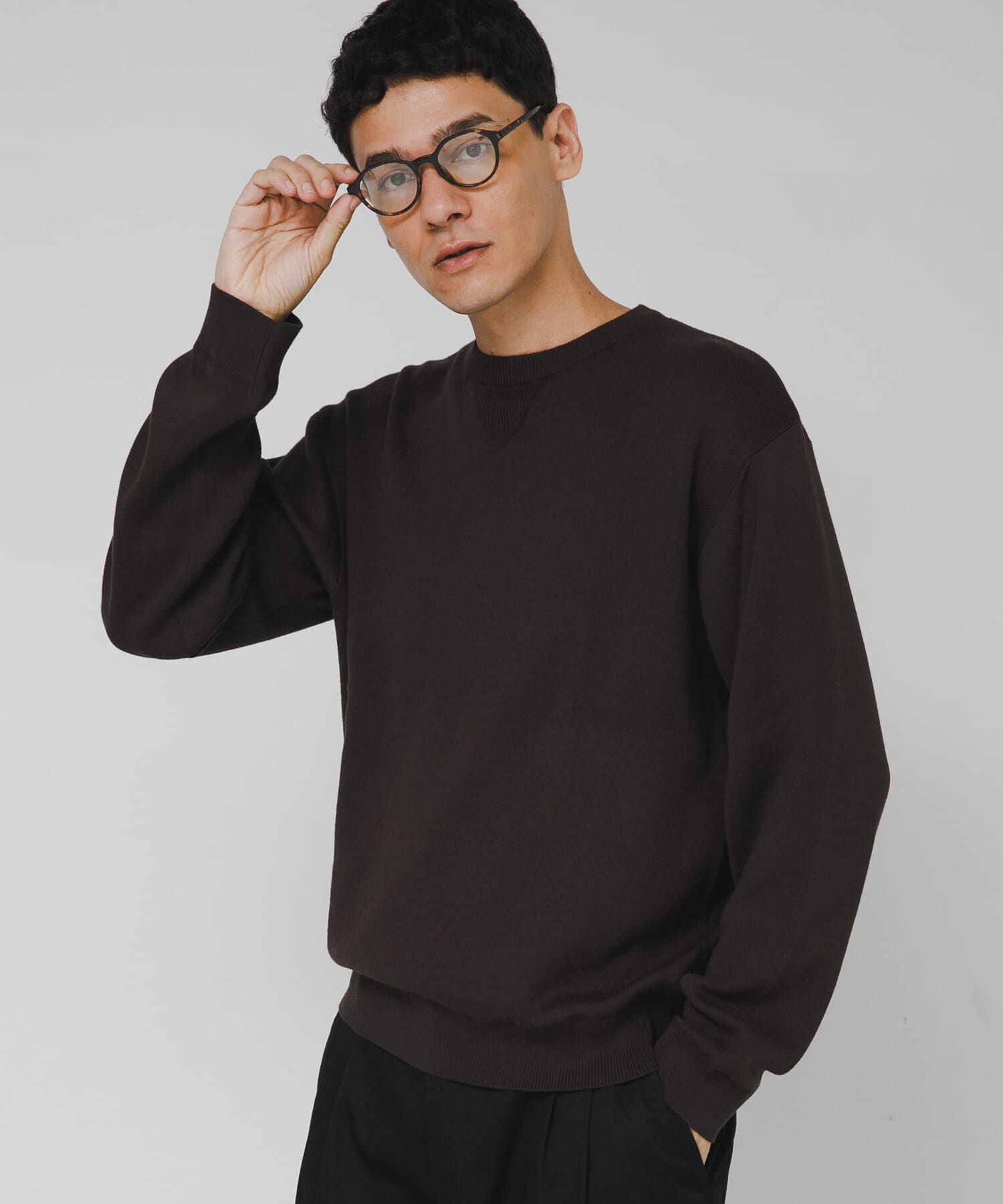 Sonny Label 「スウェットライクニットプルオーバー」|ニット・セーター|ダークブラウン