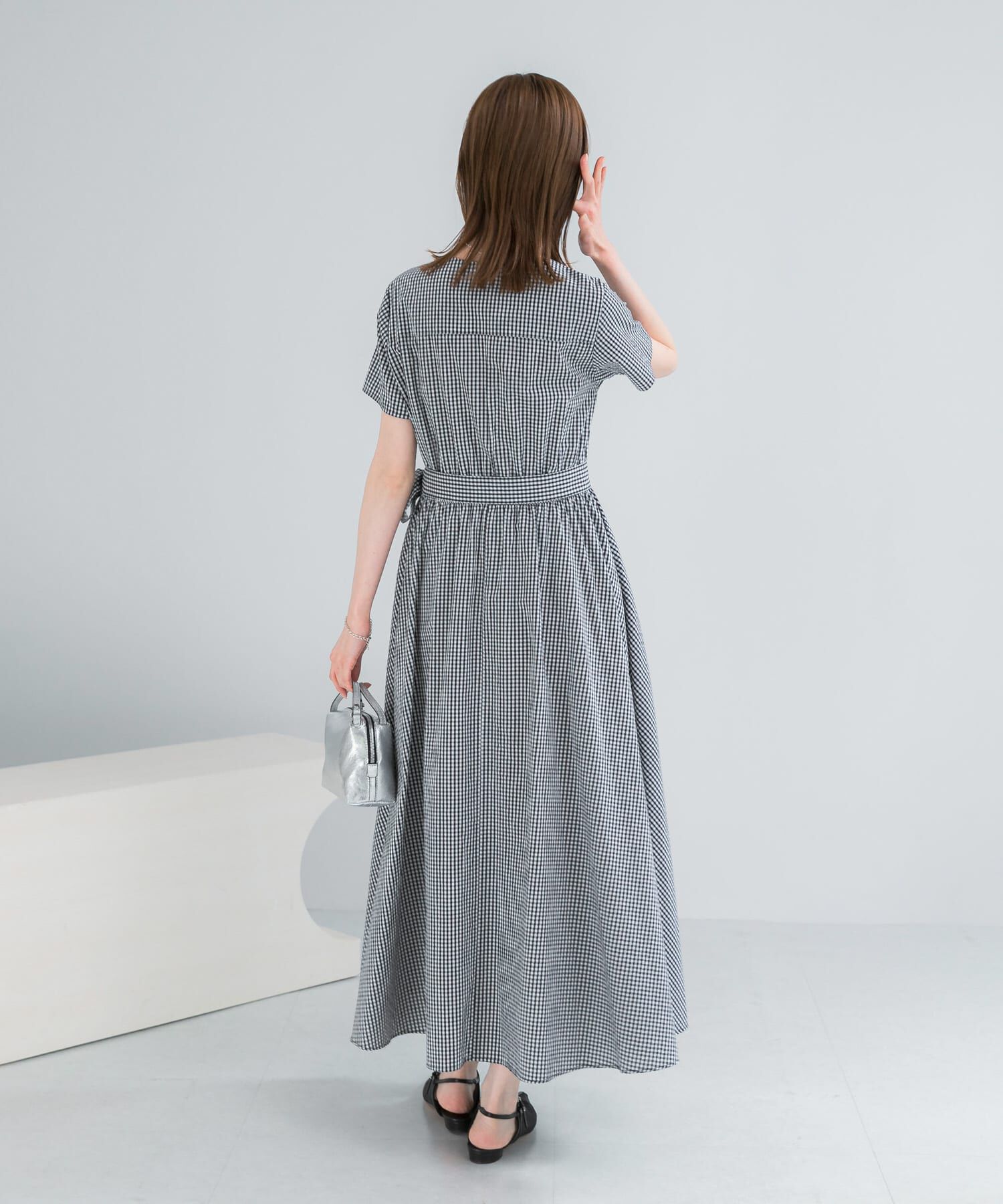 URBAN RESEARCH ROSSO「『WEB限定』チェックカシュクールワンピース」|ワンピース|