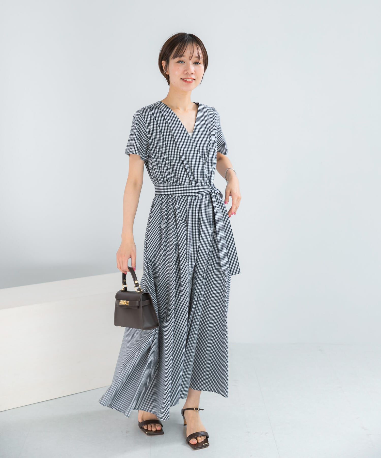 URBAN RESEARCH ROSSO「『WEB限定』チェックカシュクールワンピース」|ワンピース|