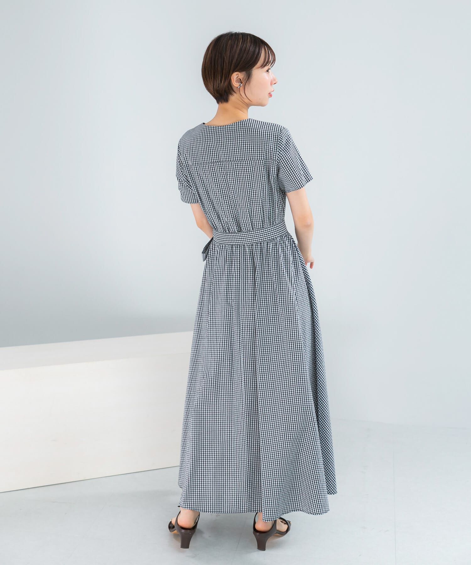 URBAN RESEARCH ROSSO「『WEB限定』チェックカシュクールワンピース」|ワンピース|